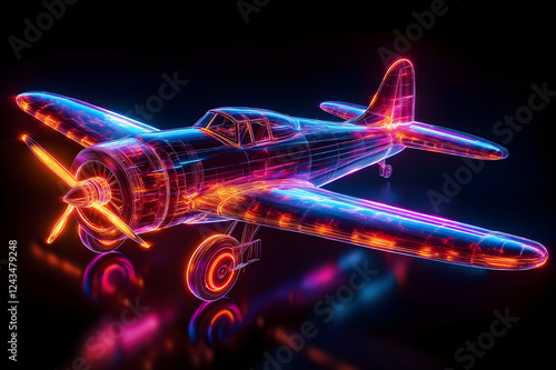 neon-signed plane line