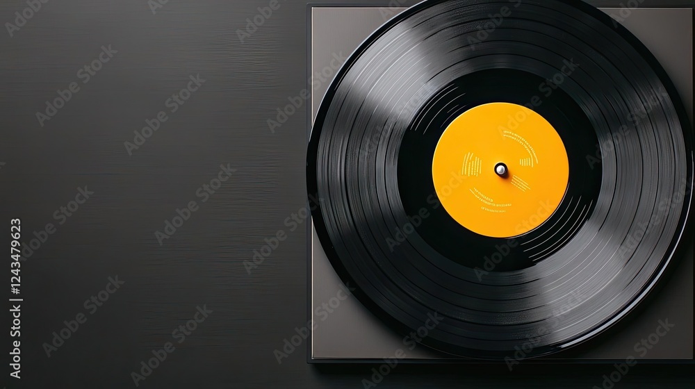 Fototapeta premium Vintage vinyl record on a sleek surface.