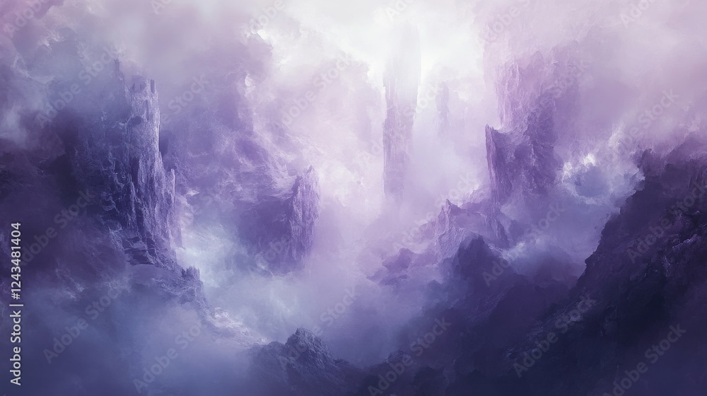 Mystical abstract art depicting smoky gray mountains and ethereal landscapes in a dreamlike atmosphere Mystical abstract art depicting smoky gray mountains and ethereal landscapes in a dreamlike atmosphere