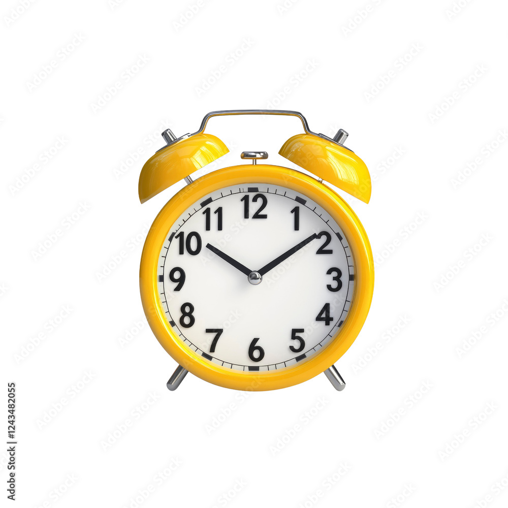 Yellow Retro Alarm Clock Showing the Time Yellow Retro Alarm Clock Showing the Time
