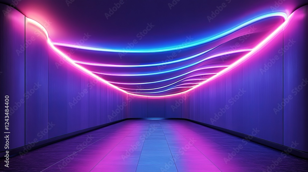 Illuminated Corridor with Vibrant Neon Lights Creating a Futuristic Atmosphere and Evoking a Sense of Mystery and Intrigue in an Urban Setting Perfect for Modern Aesthetics and Design Illuminated Corridor with Vibrant Neon Lights Creating a Futuristic Atmosphere and Evoking a Sense of Mystery and Intrigue in an Urban Setting Perfect for Modern Aesthetics and Design