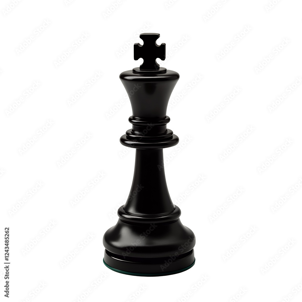 Exquisite black chess king piece on a white background showcasing glossy finish and elegant design suitable for chess enthusiasts Exquisite black chess king piece on a white background showcasing glossy finish and elegant design suitable for chess enthusiasts