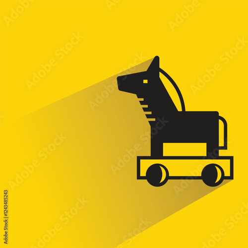 Trojan horse icon with shadow on yellow background