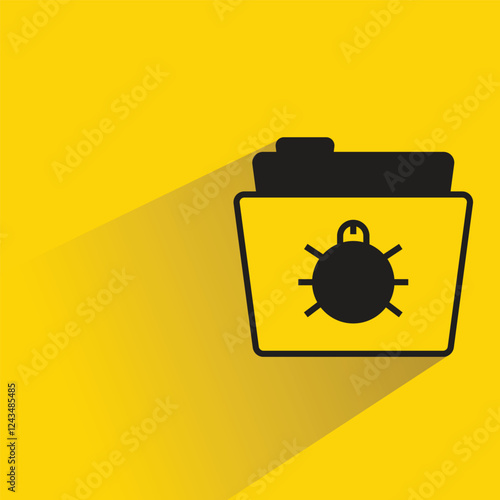 malware folder icon with shadow on yellow background