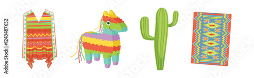 Mexican Object and Traditional Culture Element Vector Set