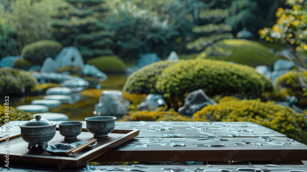 A Serene Tea Ceremony in a Japanese Zen Garden A Serene Tea Ceremony in a Japanese Zen Garden