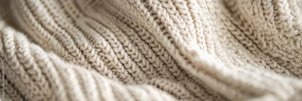 Close-up of cozy beige woolen knit texture for winter warmth concept Close-up of cozy beige woolen knit texture for winter warmth concept