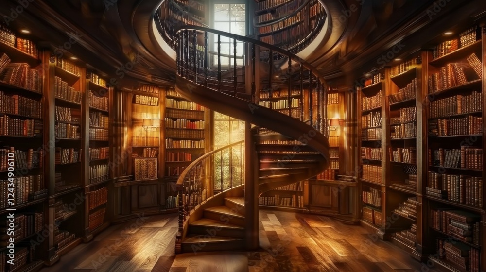 Enchanting Fantasy Library with Floating Books Enchanting Fantasy Library with Floating Books