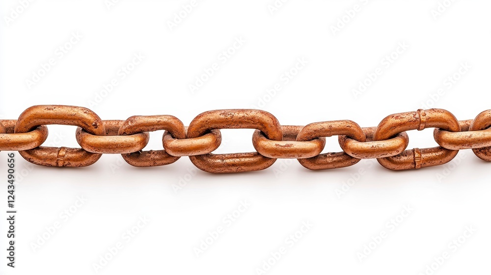 Obraz premium Brown Metal Chain On White Background