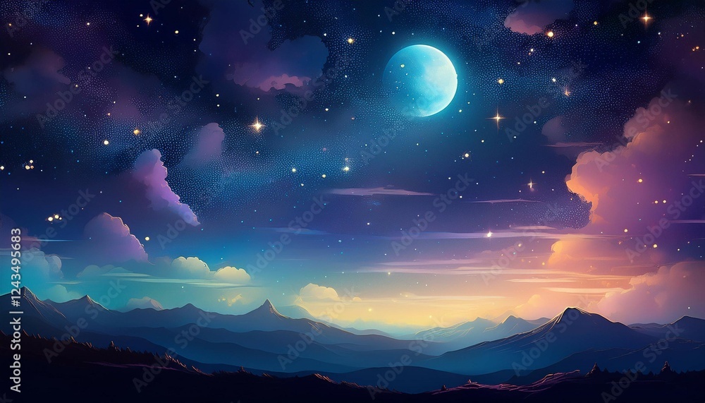 Naklejka premium dreamy night sky moon star