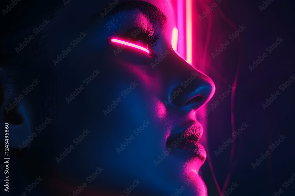 Dynamic design with neon lights on a dark background Dynamic design with neon lights on a dark background