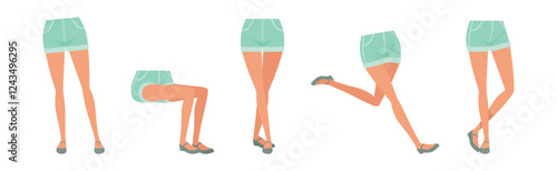 Woman Leg Separate Body Part in Motion Vector Set