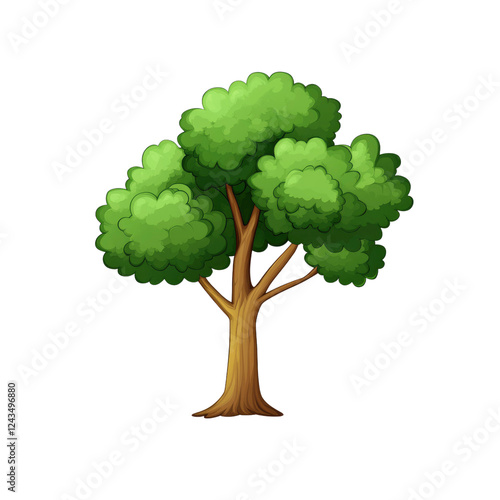 Cartoon Green Tree Illustration - Isolated on Transparent background