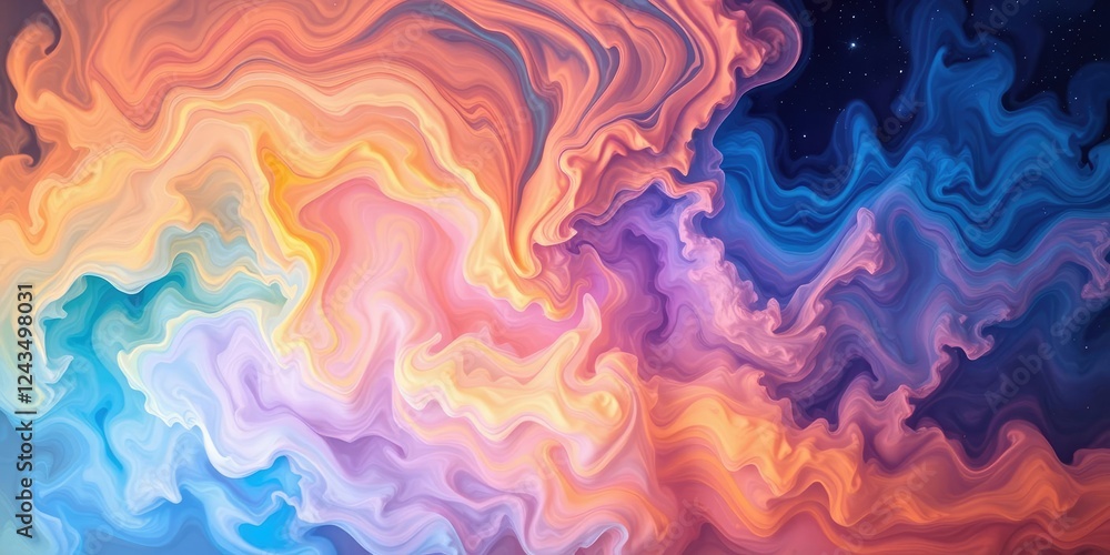 Fototapeta premium Swirling vibrant clouds of color in a deep cosmic space, soul, cosmic, galaxies