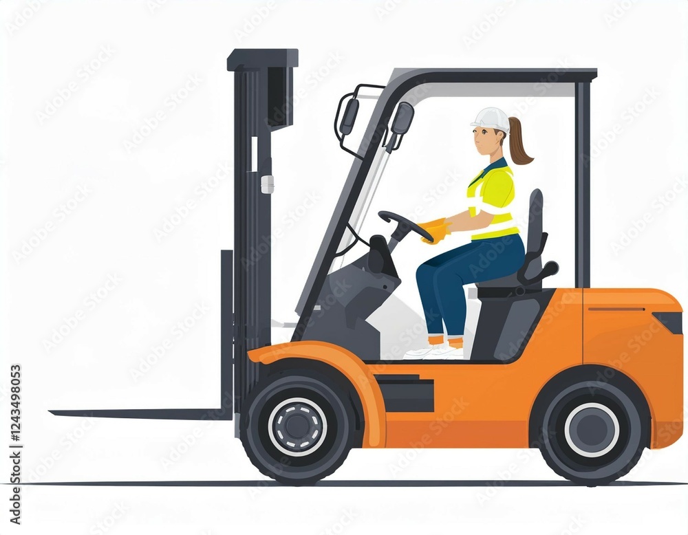 isolated forklift truck with fork loader and driver on a transparent or white background illustration for transportation and storage isolated forklift truck with fork loader and driver on a transparent or white background illustration for transportation and storage