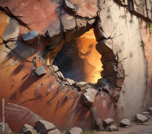 The cracked wall begins to open, revealing a wispy, ethereal appendage that slowly crawls out towards us , opening, slow