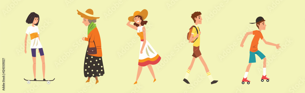 People in Park Enjoy Weekend and Relax Vector Set People in Park Enjoy Weekend and Relax Vector Set