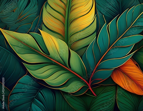 Wallpaper Mural exotic leaves background Torontodigital.ca