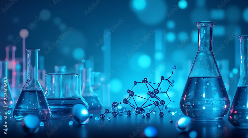 laboratory glassware on blue background laboratory glassware on blue background