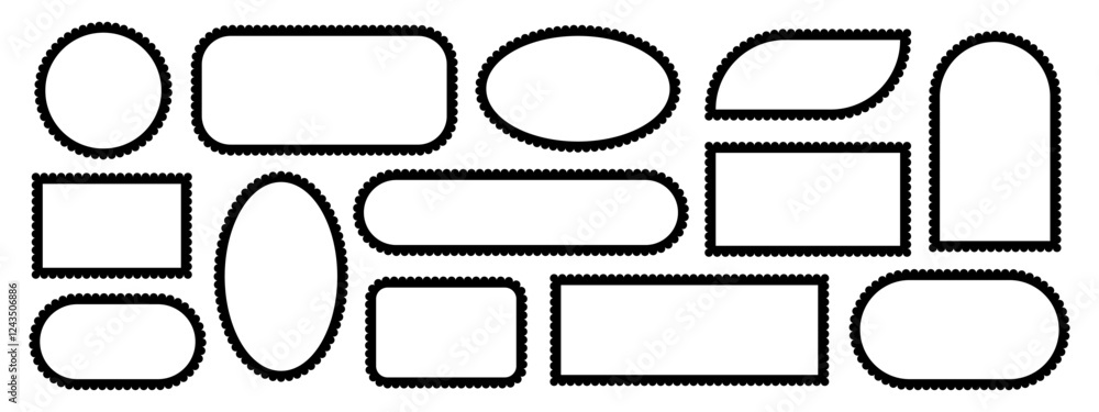 Obraz premium Set of scallop different form frame, badge, label, banner vector icons