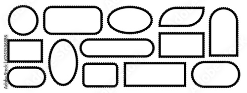 Set of scallop different form frame, badge, label, banner vector icons