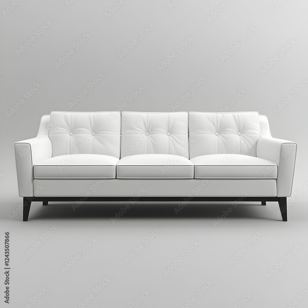 Fototapeta premium Sofa, a simple-style sofa with three seats, white leather fabric