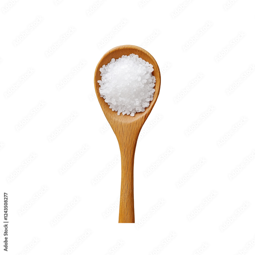 wooden spoon with salt isolated on transparent background wooden spoon with salt isolated on transparent background