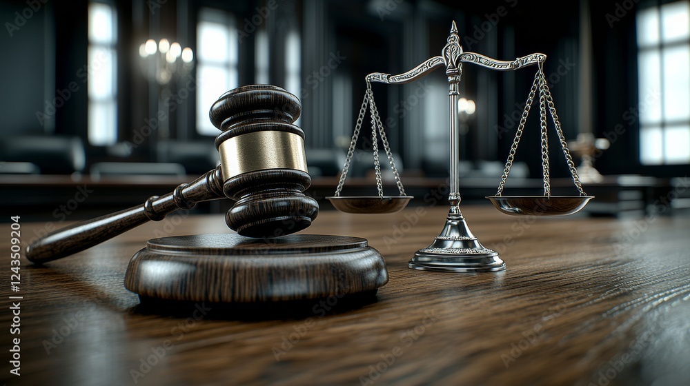 Exploring the Significance of a Wooden Table in the Context of Justice with a Gavel and Scales Exploring the Significance of a Wooden Table in the Context of Justice with a Gavel and Scales