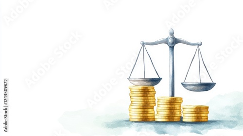 Wallpaper Mural Visualizing financial success, a drawing of scale balancing coins symbolizing wealth and growth Torontodigital.ca