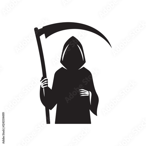 Grim Reaper with a scythe silhouette
