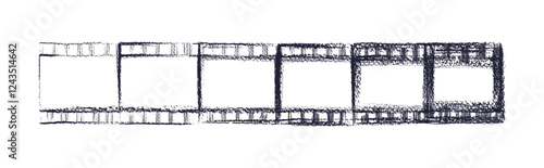 Movie long grunge film. Art retro old strip, frame