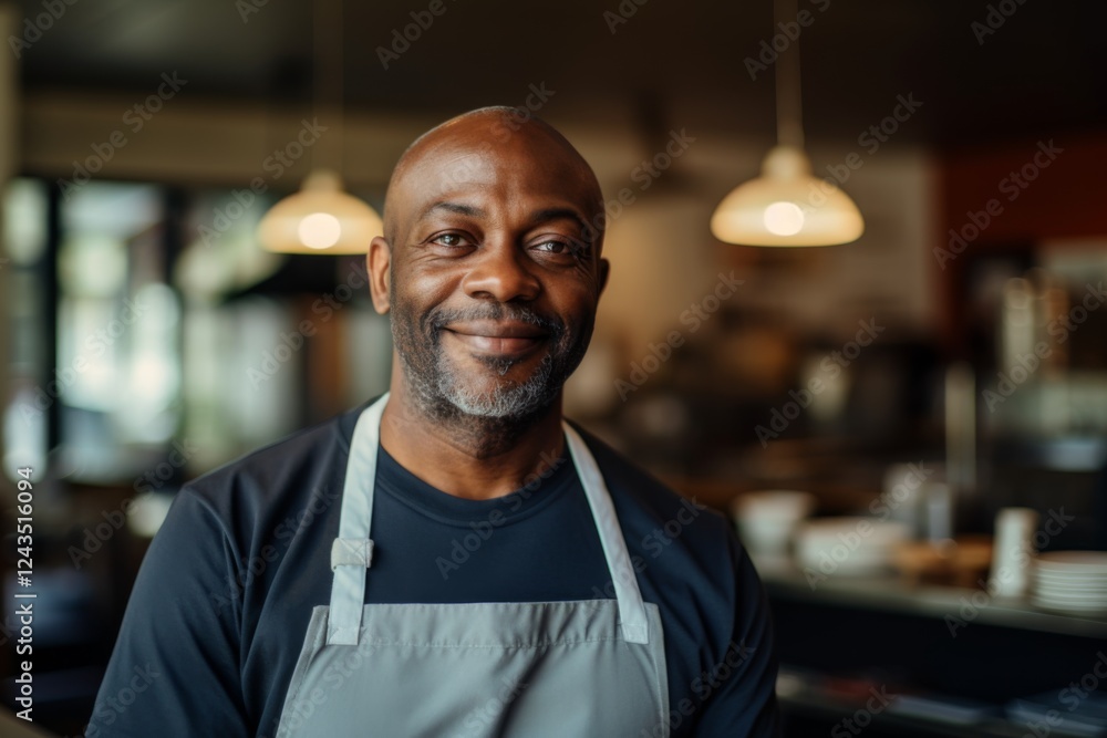 Fototapeta premium Smiling portrait of a middle aged African American small business owner