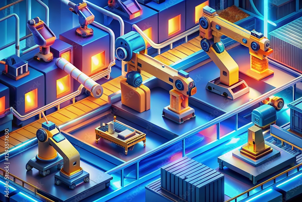 Isometric Industry 4.0: Automation, AI, and Smart Factory Innovation Isometric Industry 4.0: Automation, AI, and Smart Factory Innovation