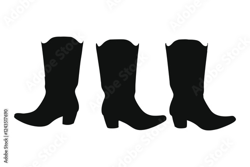 Cowboy Boot silhouette vector, Cowboy boot icon vector illustration 
