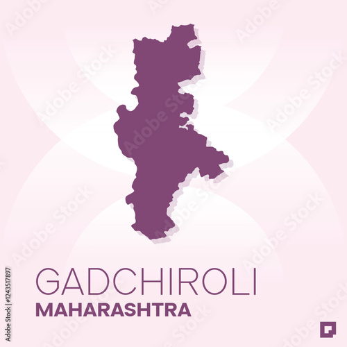 Gadchiroli vector map, Vector map of Gadchiroli, editable eps, AI files, Vector illustration of Gadchiroli vector map