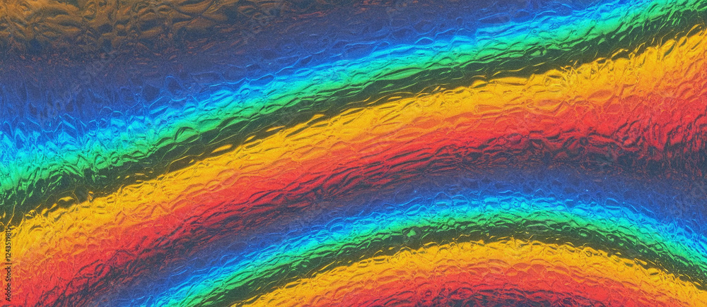 Obraz premium Iridescent Swirling Gradient Background with Blue, Green, Red, Yellow, Grainy Abstract Texture Design