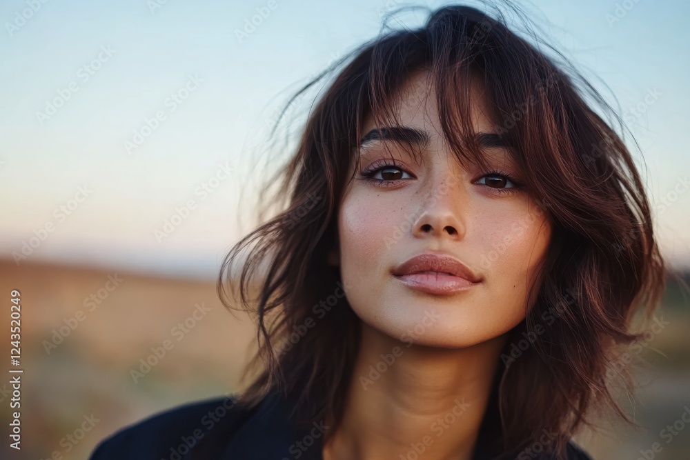 A compelling portrait of a young woman with a soft smile and confident demeanor, highlighted by the vibrant outdoor scenery that connects her to a larger world. A compelling portrait of a young woman with a soft smile and confident demeanor, highlighted by the vibrant outdoor scenery that connects her to a larger world.