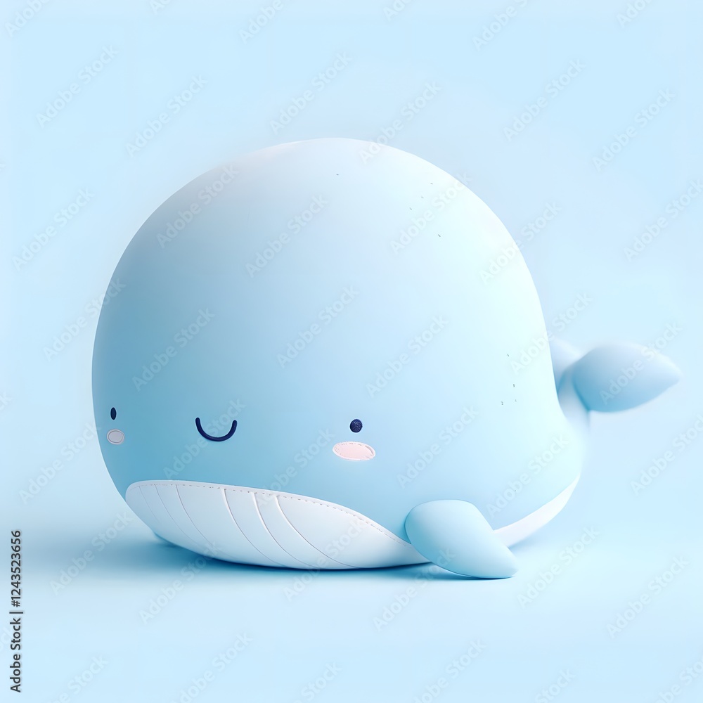 Fototapeta premium whale plushie with a smiling face vector line art