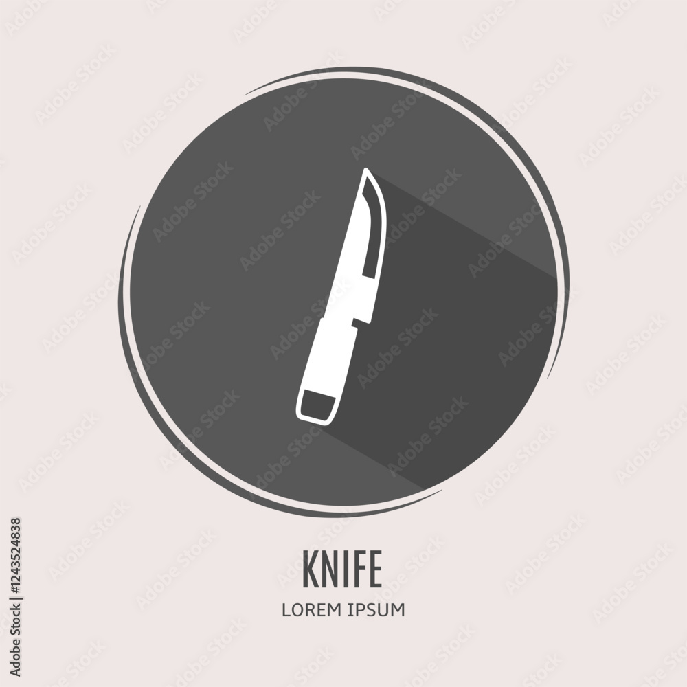Symbol knife logo. Illustration of knife in flat. Stock vector. Symbol knife logo. Illustration of knife in flat. Stock vector.