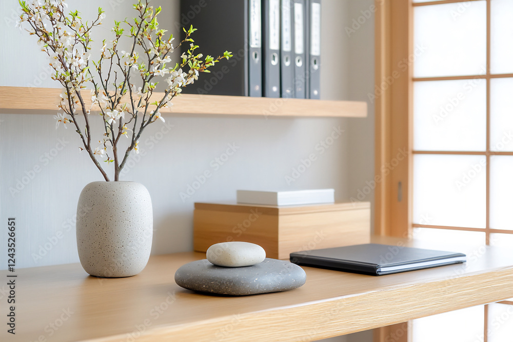 P A stylish home office with traditional Japa P A stylish home office with traditional Japa