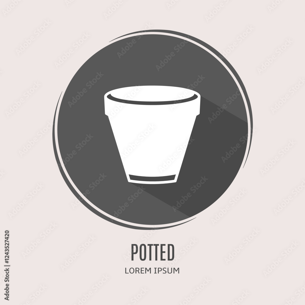 Symbol potted logo. Illustration of potted in flat. Stock vector. Symbol potted logo. Illustration of potted in flat. Stock vector.
