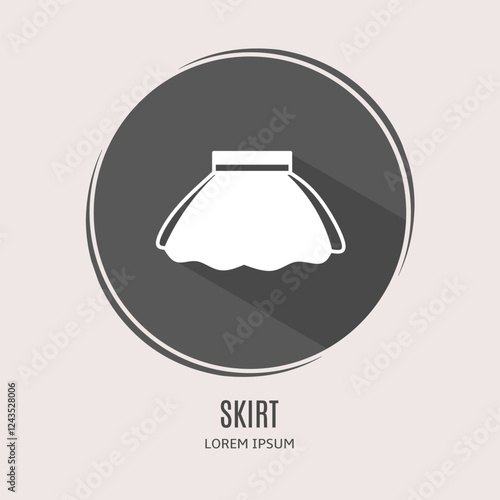 Symbol skirt logo. Illustration of skirt in flat. Stock vector.