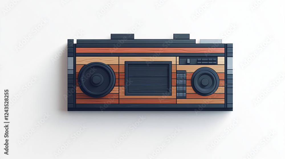 Transformation of 3D Radio to Flat Illustration Blending Realism and Creative Design on White Background Transformation of 3D Radio to Flat Illustration Blending Realism and Creative Design on White Background