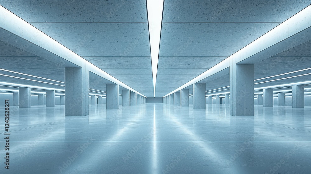 Obraz premium A 3D rendered empty white room interior, illuminated with soft lighting and gentle shadows, creating a modern, minimalist environment. Ideal for showcasing architectural or interior design concepts.