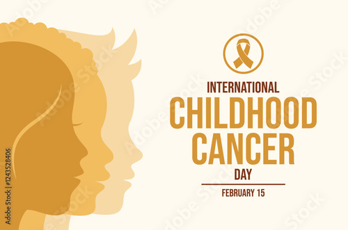International Childhood Cancer Day poster vector illustration. Child face from profile silhouette vector. Baby head profile icon. Template for background, banner, card. February 15 every year