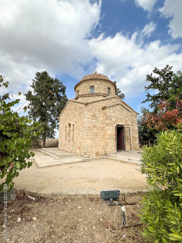 Fototapeta premium Chapel in which the tomb of St. Barnabas is located underground. The chapel is in the wilderness near the monastery of St. Barnabas, which has been converted into a museum, Enkomi, Cyprus