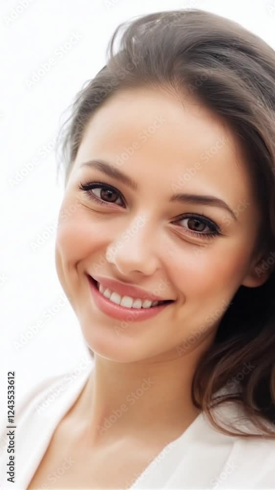 Model posing for the camera, expressing positive emotions. Model posing for the camera, expressing positive emotions.