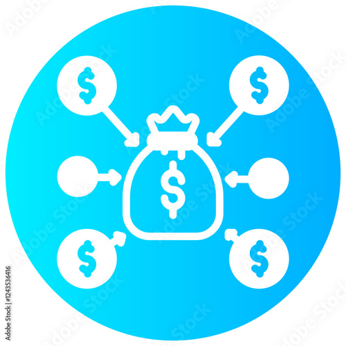 crowdfunding vector round glyph icon