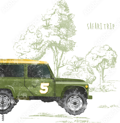 jeep verde 4x4 todo terreno en un bosque