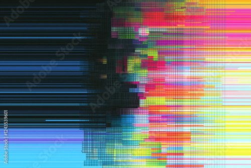 Obraz na płótnie artistic glitchy RGB effect showcasing vibrant pixel colors and abstract patterns, creating visually striking composition that captivates viewer attention w salonie